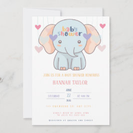 Invitación Adorable Elephant Baby Shower Invitation