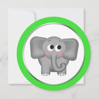 Invitación Adorable Elephant Green round Baby Shower Invita