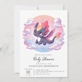 Invitación Adorable Fairytale Dragon Baby Shower