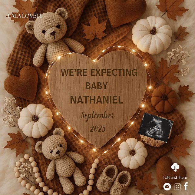 Invitación Adorable fall autumn bears pregnancy announcement  (Subido por el creador)
