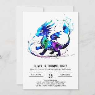 Invitación Adorable Fantasy Dragon Digital Boy Cumpleaños
