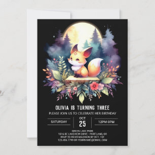 Invitación Adorable Fantasy Fox Birday digital