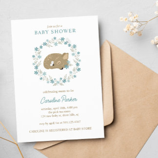 Invitación Adorable Fawn Baby Shower