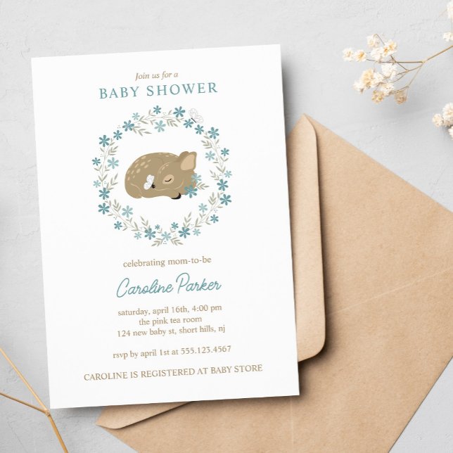 Invitación Adorable Fawn Baby Shower (Subido por el creador)