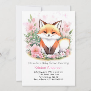 Invitación Adorable Forest Fox Adventure Chica Baby Shower
