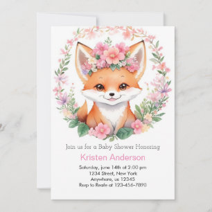 Invitación Adorable Fox Boho Forest Chica Baby Shower