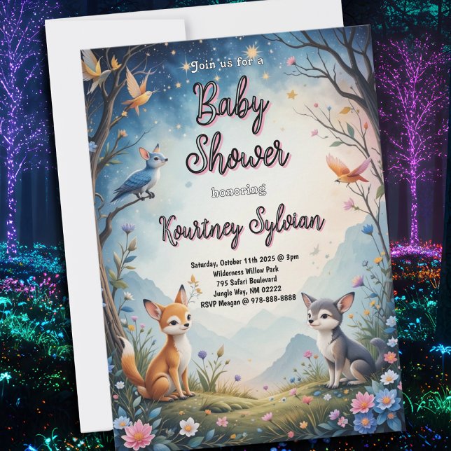 Invitación Adorable Fox Kits Woodland Baby Shower (Subido por el creador)