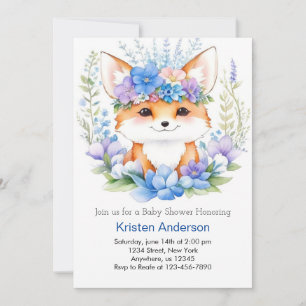 Invitación Adorable Fox Whimsical Boy Baby Shower