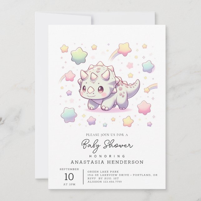 Invitación Adorable Fun Dinosaur Baby Shower (Anverso)