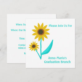 Invitación Adorable girasol dulce dibujado a mano para gradua