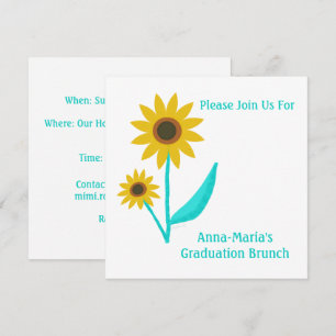 Invitación Adorable girasol dulce dibujado a mano para gradua
