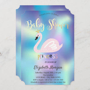 Invitación Adorable Guay Swan Holographic Baby Shower