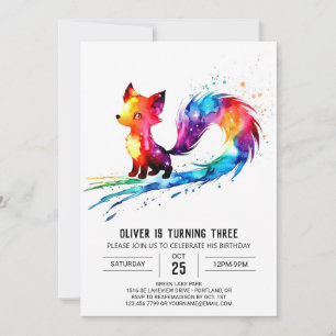 Invitación Adorable Happy Woodland Fox Digital Boy Cumpleaños