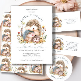 Invitación Adorable Hedgehog Family Baby Shower