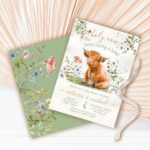 Invitación Adorable Highland Cow Baby Shower