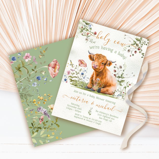 Invitación Adorable Highland Cow Baby Shower (Subido por el creador)