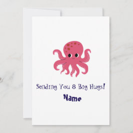Invitación Adorable ilustración Kawaii de pulpo rosa lindo