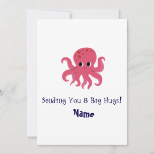 Invitación Adorable ilustración Kawaii de pulpo rosa lindo