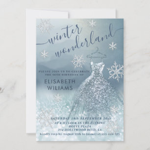 Invitación Adorable invierno maravilloso tierra purpurina azu