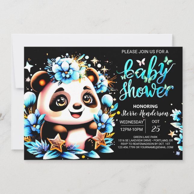 Invitación Adorable Jungle Panda Delight Boy Baby Shower (Anverso)