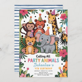 Invitación Adorable Jungle Party Animals Birthday