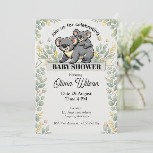 Invitación Adorable Koala Mamá y Joey