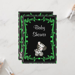 Invitación Adorable Lime Green Zebra Baby Shower