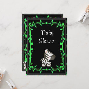 Invitación Adorable Lime Green Zebra Baby Shower