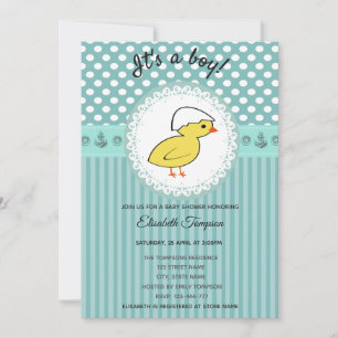 Invitación Adorable lindo personalizado bebé niño de pollo du