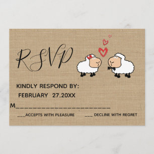 Invitación Adorable lindo personalizado divertido oveja enamo