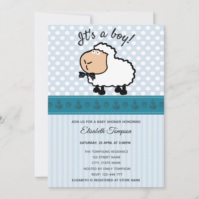 Invitación Adorable lindo personalizado gracioso niño de ovej (Anverso)