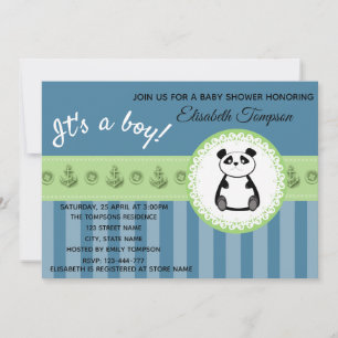 Invitación Adorable lindo personalizado panda bebé ducha