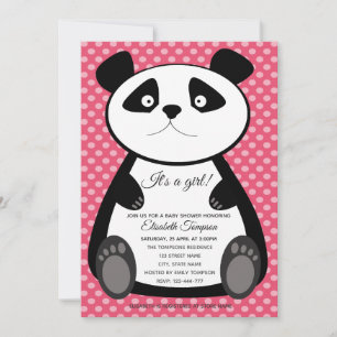 Invitación Adorable lindo y divertido bebé panda chica de beb