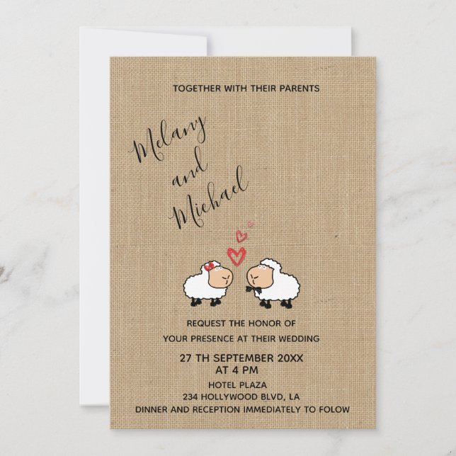 Invitación Adorable lindo y gracioso personalizado oveja en e (Anverso)