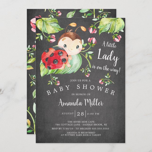 Invitación Adorable Little Lady Ladybug Baby Shower