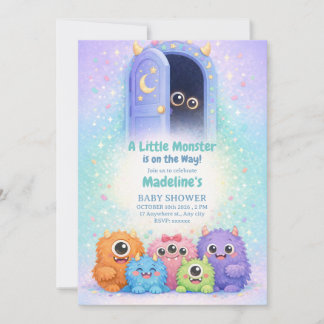 Invitación Adorable Little Monster Baby Shower Invitation 