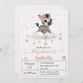 Invitación Adorable little zebra baby shower invitation