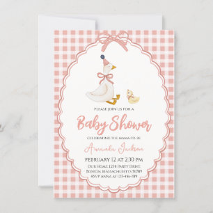 Invitación Adorable madre Goose & Gosling Baby Shower rosa