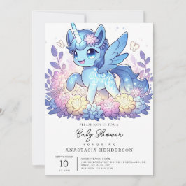 Invitación Adorable Magia Unicornio Baby Shower