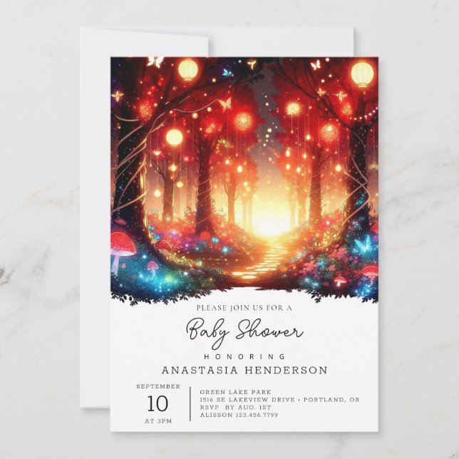 Invitación Adorable Magnífico Encanto Forestal Baby Shower (Anverso)