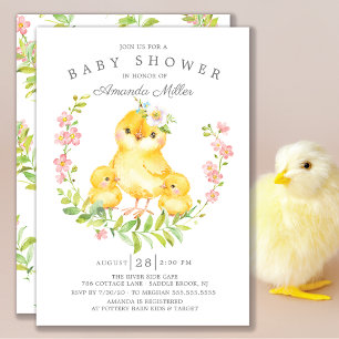 Invitación Adorable Mamá y Bebés Chicas Gemelos Baby Shower