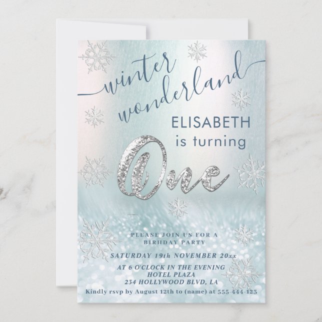 Invitación Adorable maravilloso purpurina invernal primer cum (Anverso)