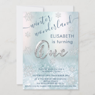 Invitación Adorable maravilloso purpurina invernal primer cum