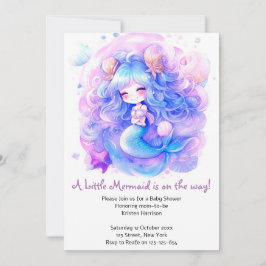Invitación Adorable Mermaid Baby Shower Magic