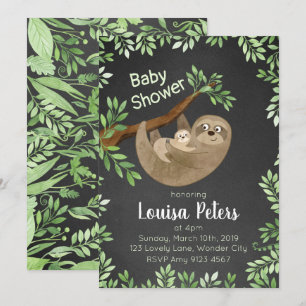 Invitación Adorable Mom and Baby Sloth Baby Shower