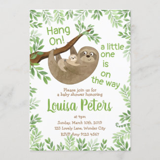 Invitación Adorable Mom and Baby Sloth Baby Shower