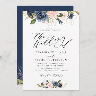 Invitación adorable navío de guion y boda rosa rubio