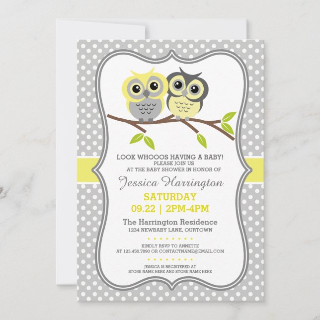 Invitación Adorable Owls Baby Shower (Anverso)