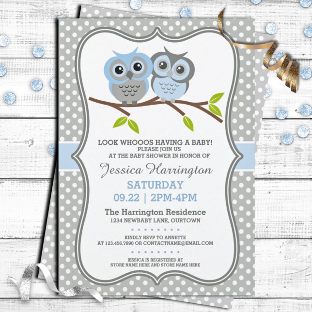 Invitación Adorable Owls Baby Shower (Subido por el creador)