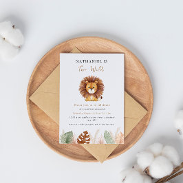 Invitación Adorable pampas Fluffy Lion Birthday 